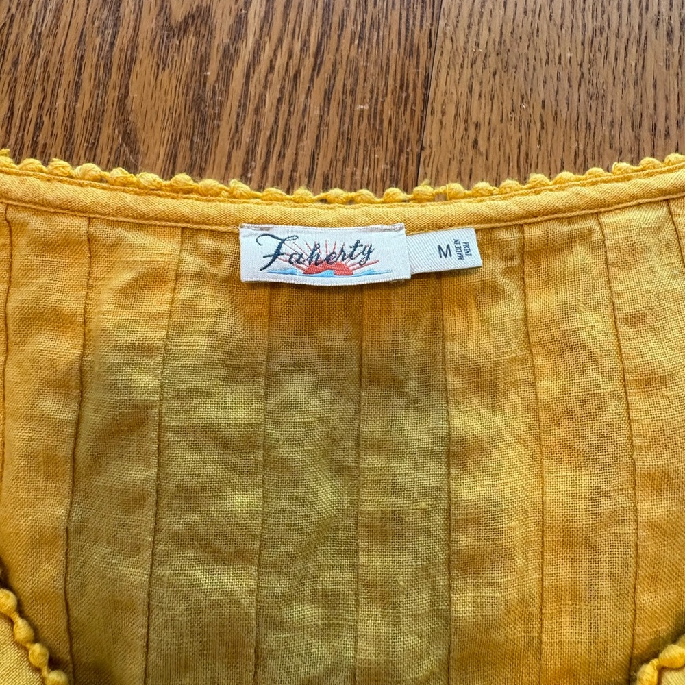 FAHERTY Yosepha Linen Fringe top in Marigold Yellow ruffled 3212 - Picture 9 of 9